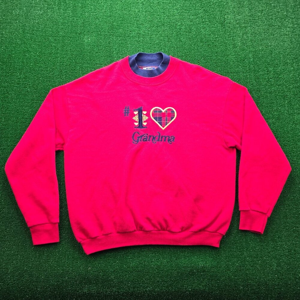 #1 Grandma Sweatshirt Womens XL Red Pullover Crewneck Pullover Made in‎ USA
